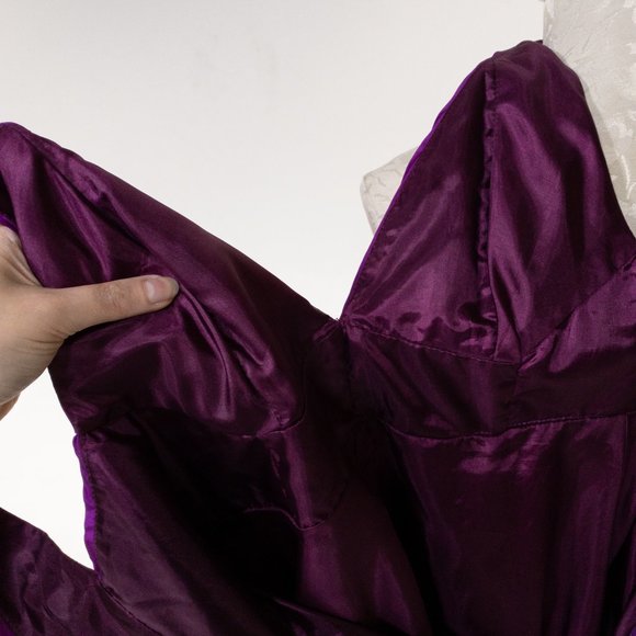 Vintage Y2K Anthropologie M Deep Plunge Ruched Mini Dress Purple - Picture 9 of 11